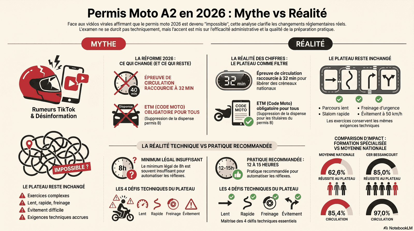 Permis moto A2 en 2026 : mythe ou réalité de la difficulté de l'examen
